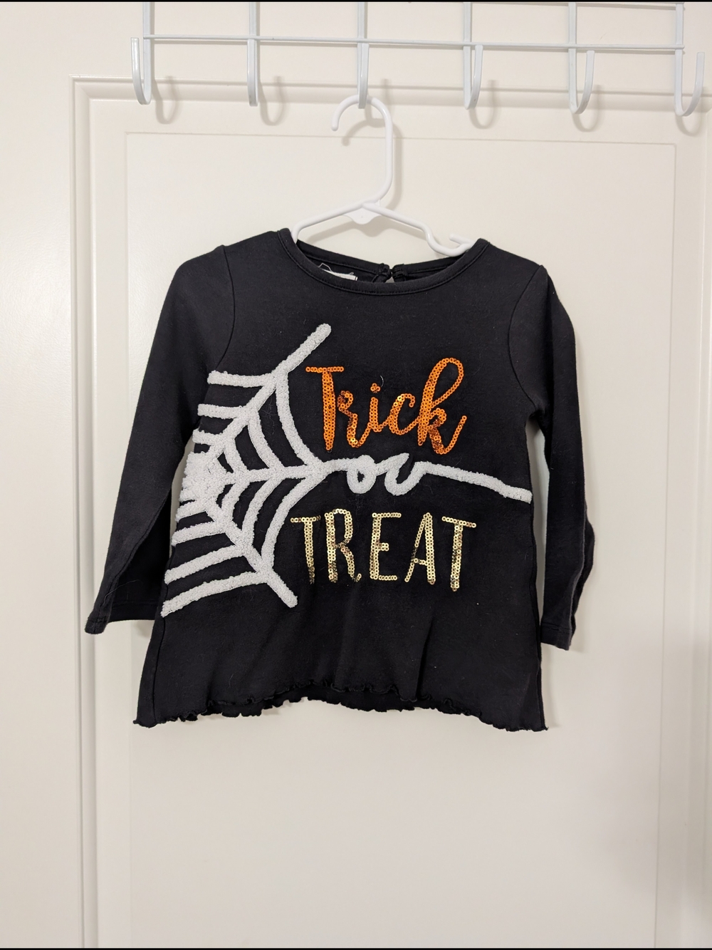 Mud Pie Girls 2T 3T Halloween Trick or Treat Spider Web Sequin Top